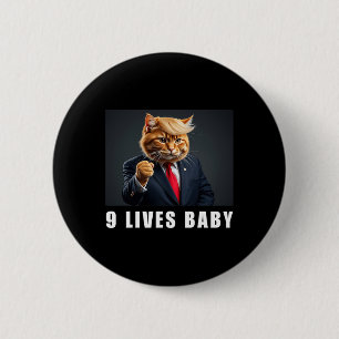 Cat Trump 9 Lives Baby Trump 2024 Winnaar Overwinn Ronde Button 5,7 Cm