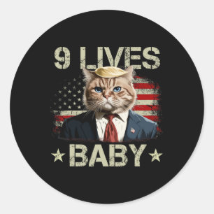 Cat Trump 9 Lives Baby Trump 2024 Winnaar Overwinn Ronde Sticker