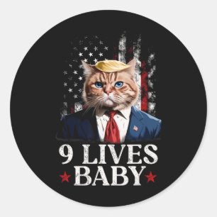 Cat Trump 9 Lives Baby Trump 2024 Winnaar Overwinn Ronde Sticker