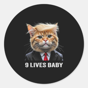 Cat Trump 9 Lives Baby Trump 2024 Winnaar Overwinn Ronde Sticker
