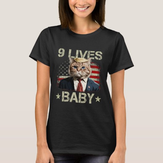 Cat Trump 9 Lives Baby Trump 2024 Winnaar Overwinn T-shirt (Voorkant)