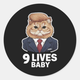 Cat Trump 9 woont in Baby Ronde Sticker