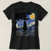 Cat Tshirt, Starry Night Cat Tee, Van Gogh Cat Gif T-shirt (Design voorkant)