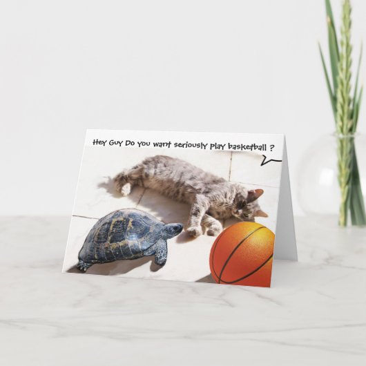 CAT, TURTLE EN BASKETBALL KAART (Voorkant)