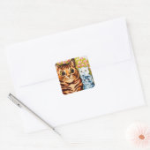Cat & Two Kittens beroemd gemaakt door Louis Wain  Vierkante Sticker (Envelop)
