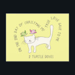 Cat Two Turtle Doves kerst Briefkaart<br><div class="desc">Een cartoon tekening van een schattige kat- en schildpadvogels illustreert het tweede vers van de geliefde twaalf dagen kerstkarol op dit grappige en feestelijke briefkaart. Vind extra verzen en coördinerende producten in de 12 dagen van het collectie van Catmas van Asterisk Design.s</div>