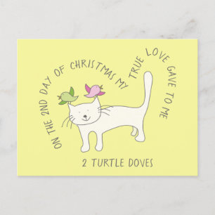 Cat Two Turtle Doves kerst Briefkaart