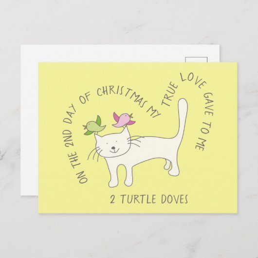Cat Two Turtle Doves kerst Briefkaart (Voorkant / Achterkant)