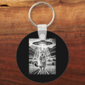 Cat Ufo Alien Abduction Funny Graphic Tees Men Wom Sleutelhanger (Voorkant)