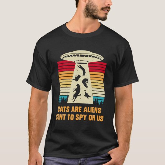 Cat UFO Alien Abduction Katten zijn Aliens UAP 1 T-shirt (Voorkant)