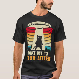 Cat UFO buitenaardse ontvoering Ik wil UFO geloven T-shirt