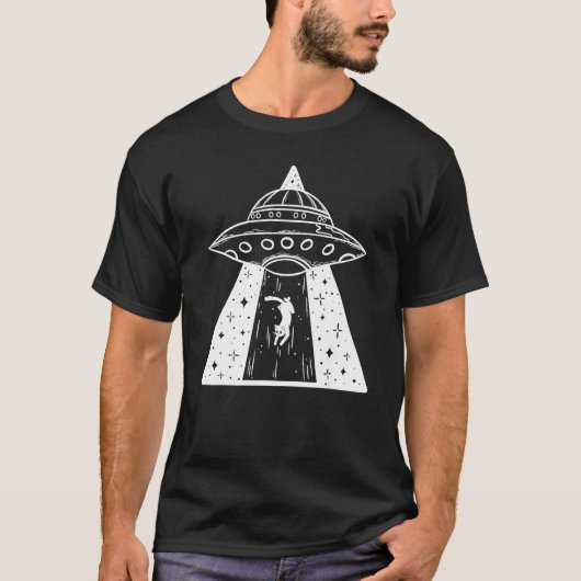 Cat UFO Cat UFO Cat Retro Alien Cat Design T-shirt (Voorkant)