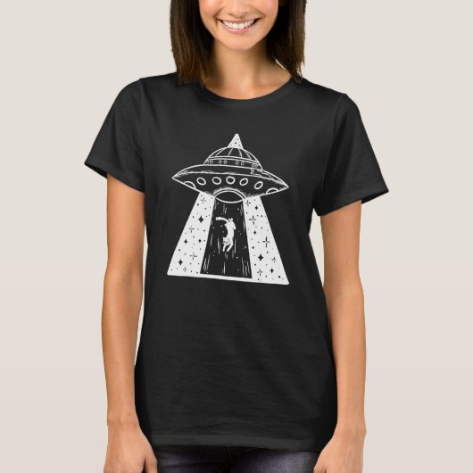 Cat UFO Cat UFO Cat Retro Alien Cat Design T-shirt (Voorkant)