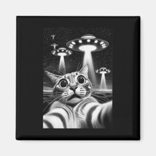 Cat Ufo _ Grappige invasie meme Retro Alien Cat Uf Magneet
