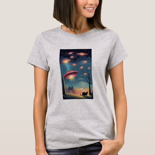 CAT UFO-invasies T-shirt (Voorkant)