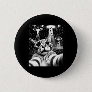 Cat Ufo Invasion _ Funny Cat Meme Retro Alien Cat Ronde Button 5,7 Cm