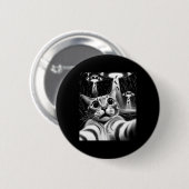 Cat Ufo Invasion _ Funny Cat Meme Retro Alien Cat Ronde Button 5,7 Cm (Voorkant /achterkant)