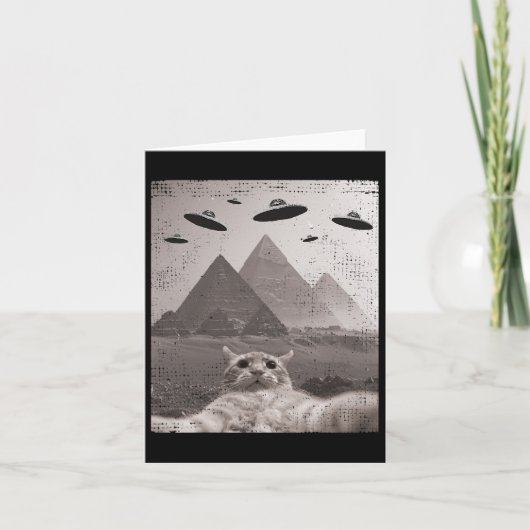 Cat Ufo Meme - Grappige kat selfie met UFO's Kaart (Voorkant)