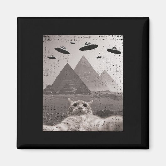 Cat Ufo Meme - Grappige kat selfie met UFO's Magneet (Voorkant)