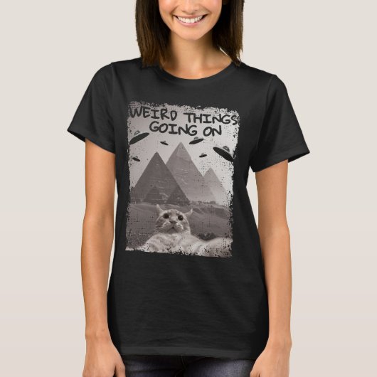 Cat UFO Meme - Grappige kat Selfie met UFO's T-shirt (Voorkant)