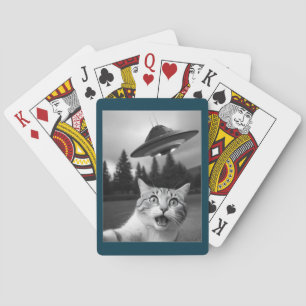 Cat UFO New Jersey Drones UAP Invasion Pokerkaarten