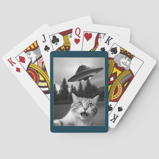Cat UFO New Jersey Drones UAP Invasion Pokerkaarten (Achterkant)