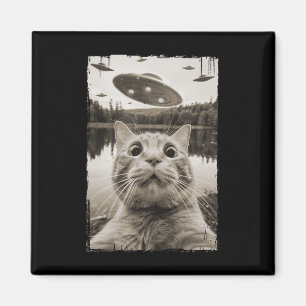 Cat UFO Ontmoetingen - Grappige UFO en Cat Sel Magneet