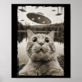Cat UFO Ontmoetingen - Grappige UFO en Cat Sel Poster (Voorkant)