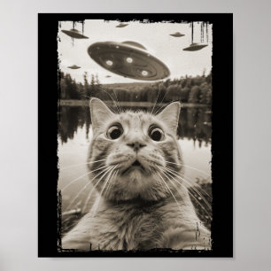 Cat UFO Ontmoetingen - Grappige UFO en Cat Sel Poster