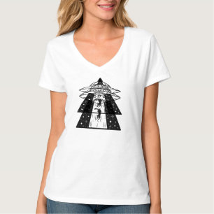 Cat UFO ontvoering, grappig UFO ontwerp, retro bui T-shirt