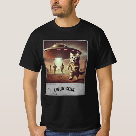 Cat UFO Selfie: Bang Kat (Mannen t-shirt) #02 T-shirt (Voorkant)