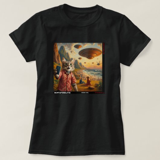 Cat UFO Selfie: Cadeau van het katje #04 T-shirt (Design voorkant)