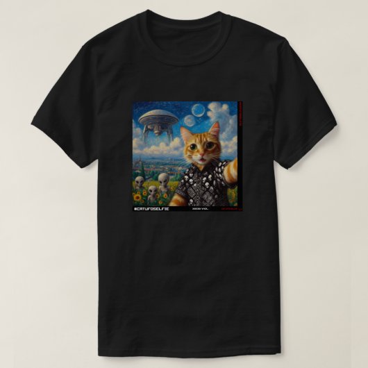 Cat UFO Selfie: Cadeau van het katje #04 T-shirt (Design voorkant)
