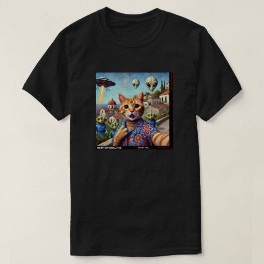 Cat UFO Selfie: Cadeau van het katje #10 T-shirt (Design voorkant)