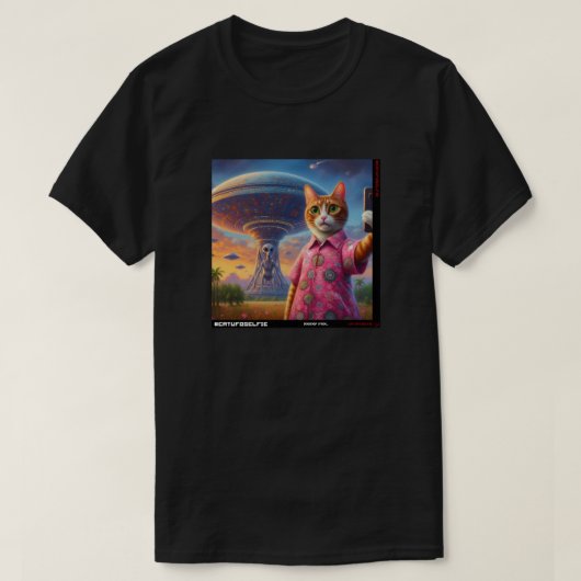 Cat UFO Selfie: Cadeau van het katje #11 T-shirt (Design voorkant)