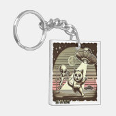 Cat UFO Selfie:  Invasie #01 Sleutelhanger (Voorkant Links)