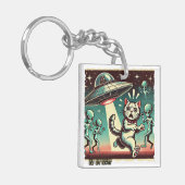 Cat UFO Selfie:  invasie #02 Sleutelhanger (Voorkant Links)