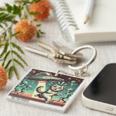 Cat UFO Selfie:  invasie #02 Sleutelhanger (Voorkant Rechts)