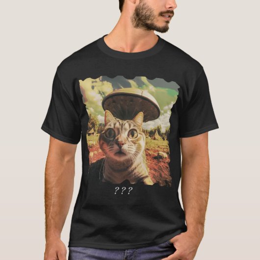 Cat UFO Selfie: Invasion / Herren Tshirt #7 (Voorkant)
