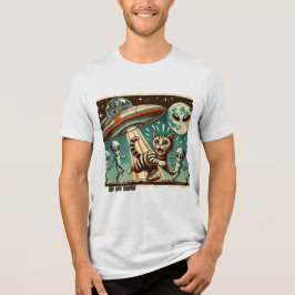 Cat UFO Selfie:  Invasion (Mannen-T-shirt) Tri-Blend Shirt
