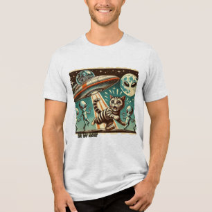 Cat UFO Selfie: Invasion (Mannen-T-shirt) Tri-Blend Shirt