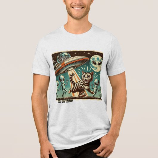Cat UFO Selfie: Invasion (Mannen-T-shirt) Tri-Blend Shirt (Voorkant)