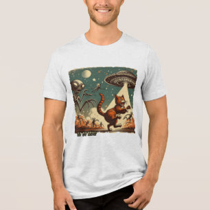 Cat UFO Selfie: Invasion (Mannen-T-shirt) Tri-Blend Shirt