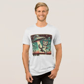 Cat UFO Selfie:  Invasion (Mannen-T-shirt) Tri-Blend Shirt (Voorkant volledig)