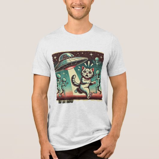 Cat UFO Selfie:  Invasion (Mannen-T-shirt) Tri-Blend Shirt (Voorkant)