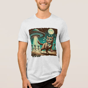 Cat UFO Selfie: Invasion (Mannen-T-shirt) Tri-Blend Shirt