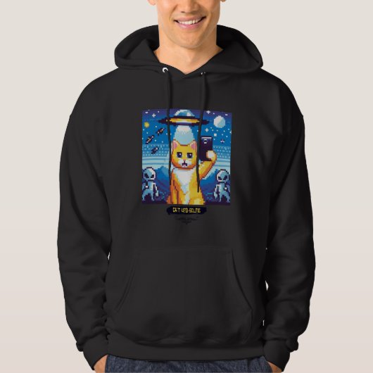 Cat UFO Selfie: Pixel Art #1 Hoodie (Voorkant)