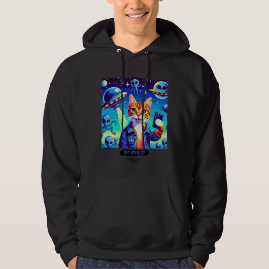 Cat UFO Selfie: Pixel Art #29 Hoodie (Voorkant)