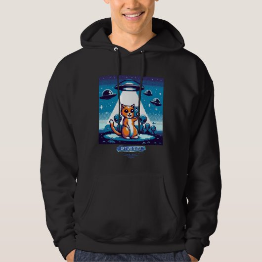 Cat UFO Selfie: Pixel Art #3 Hoodie (Voorkant)