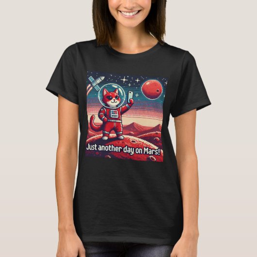 Cat UFO Selfie: Red Planet (een andere dag op Mars T-shirt (Voorkant)